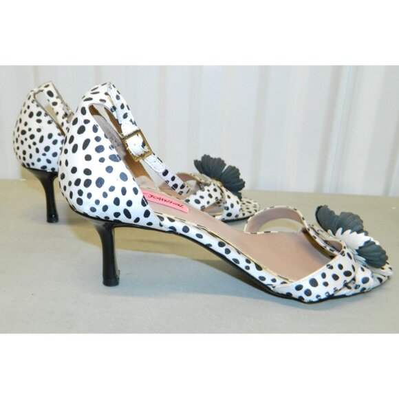 Betsey Johnson Womens Polka Dot Floral Accent Heels Sandal Ankle Strap Size 9M - Picture 7 of 15